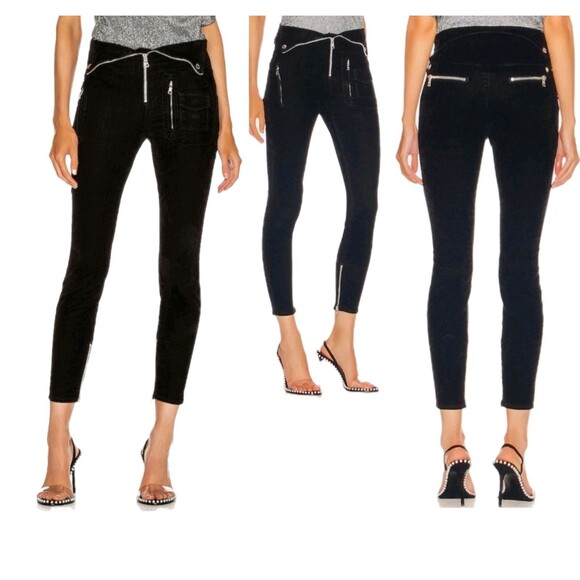 RTA Diavolina Moto Pant Sparkle Black Skinny Leg + Zips Size 26, Gothic - Picture 2 of 10